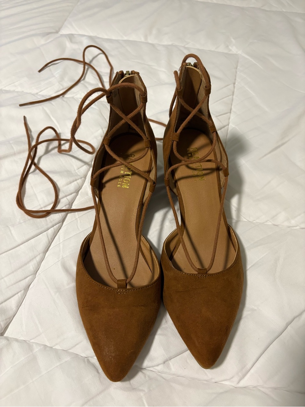 Kenneth Cole Reaction Chestnut Brown Lace-Up Pointed Toe Wedge